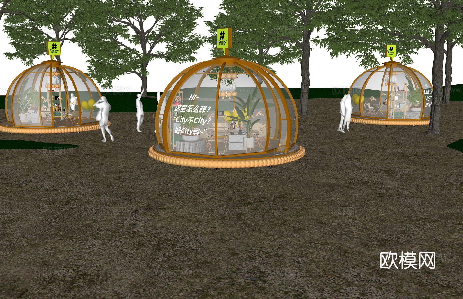 餐厅 帐篷 营地 酒店 度假村 民宿 野外 露天 泡泡屋 网su模型