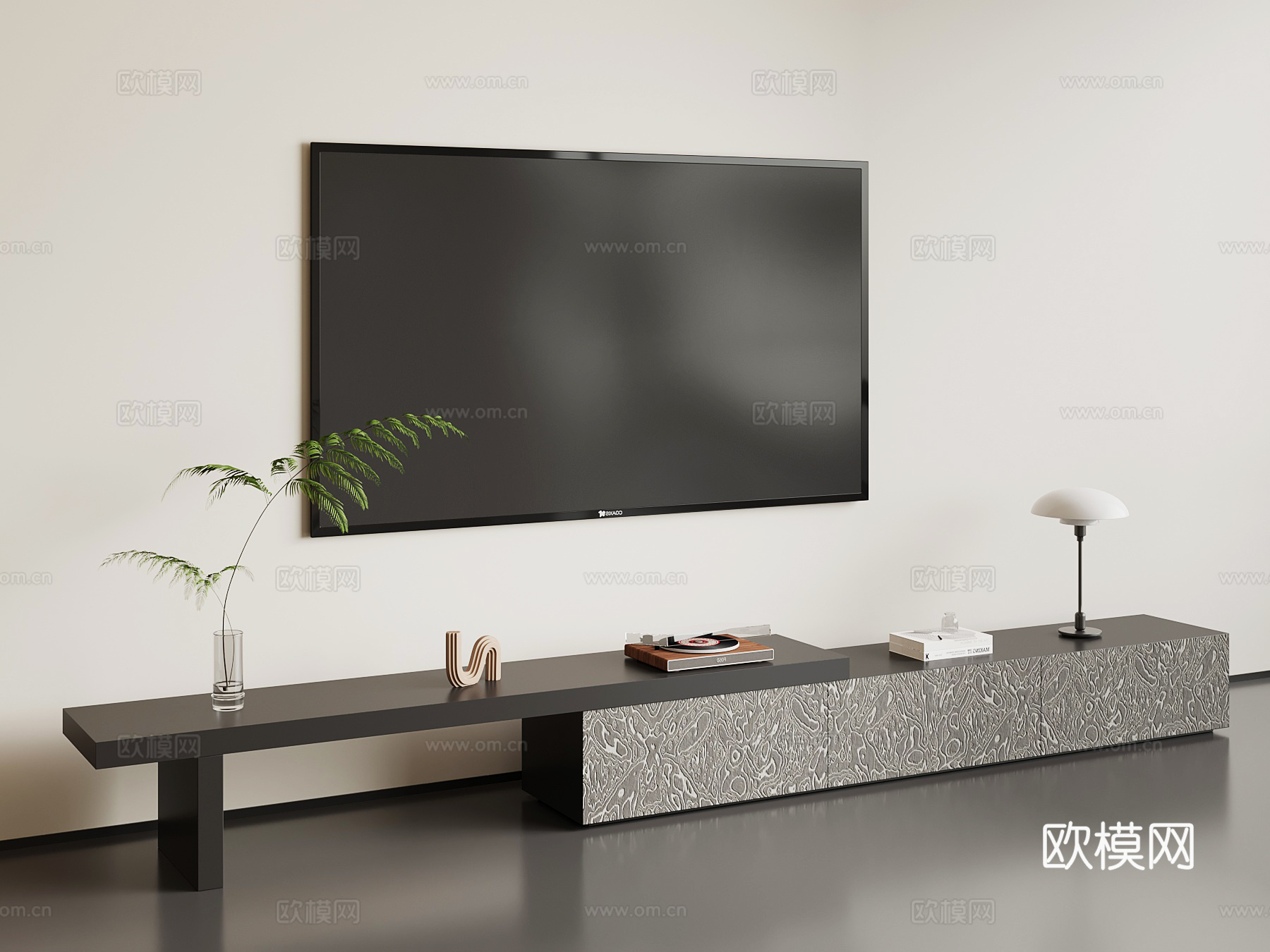 现代意式电视柜su模型下载（渲染图1）