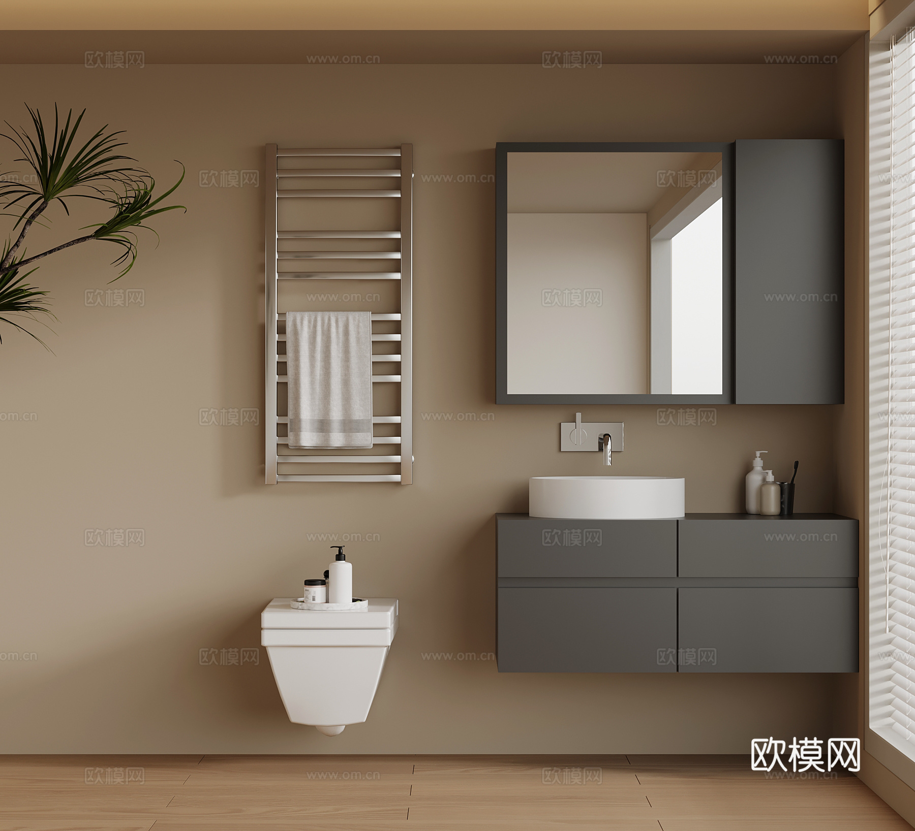 现代浴室柜 卫浴用品3d模型下载