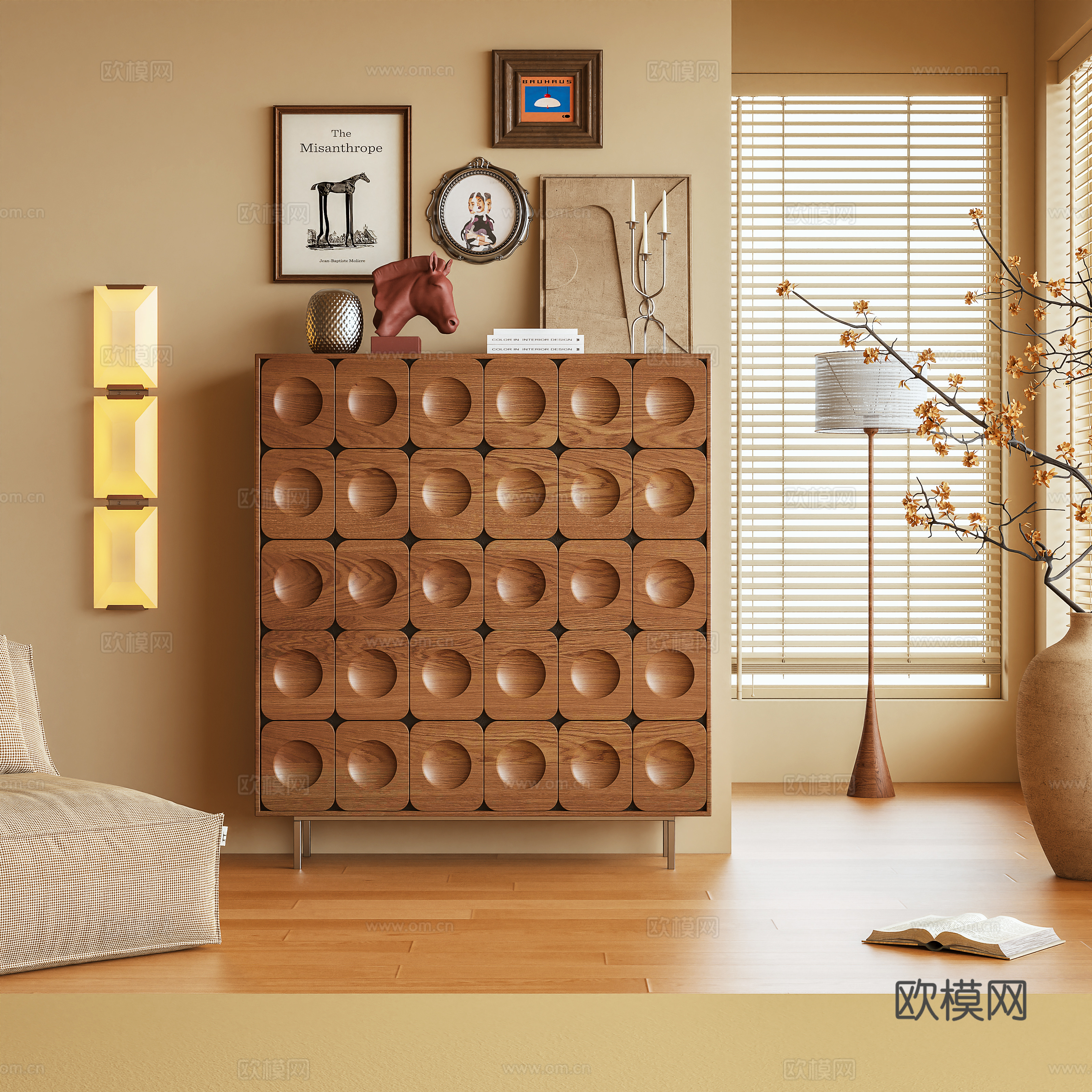 斗柜 玄关柜 储物柜 高柜 茶水柜 装饰画 摆件3d模型下载