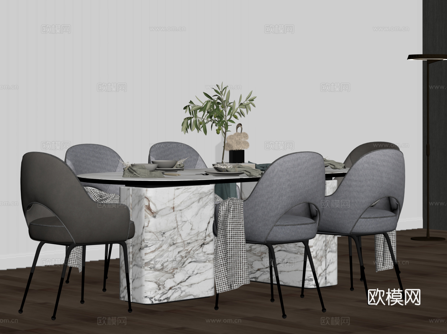 现代餐桌椅su模型