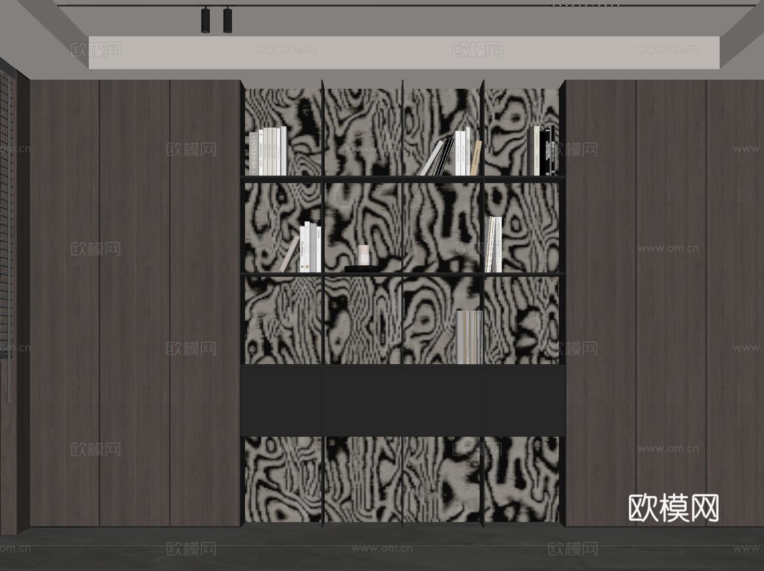 现代意式书柜su模型