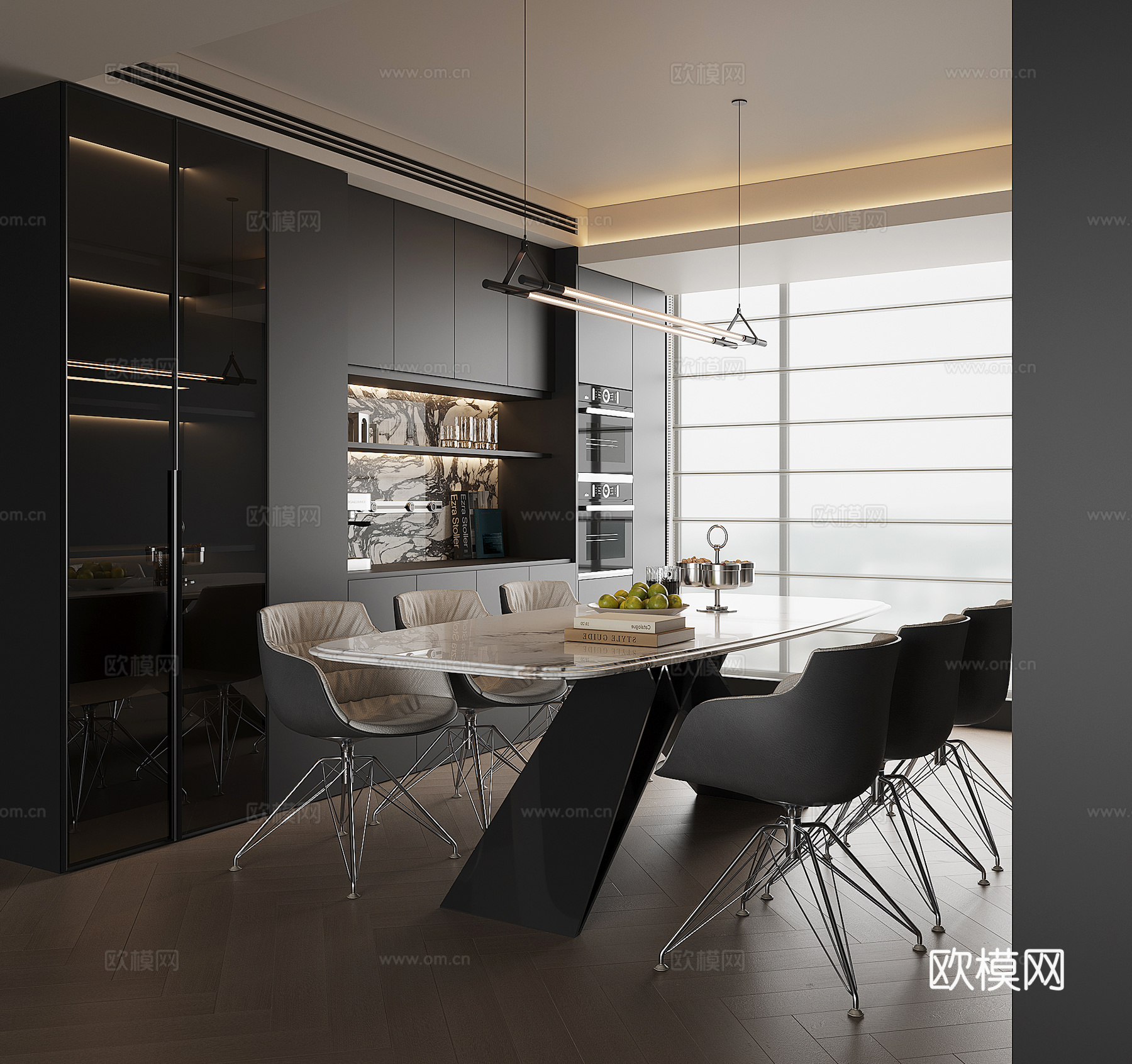 现代家居餐厅su模型