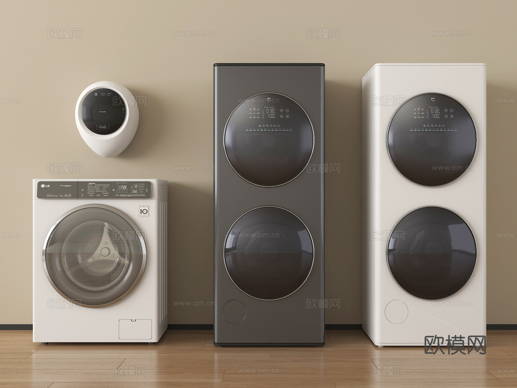 现代洗衣机 壁挂式洗衣机 洗烘一体机su模型