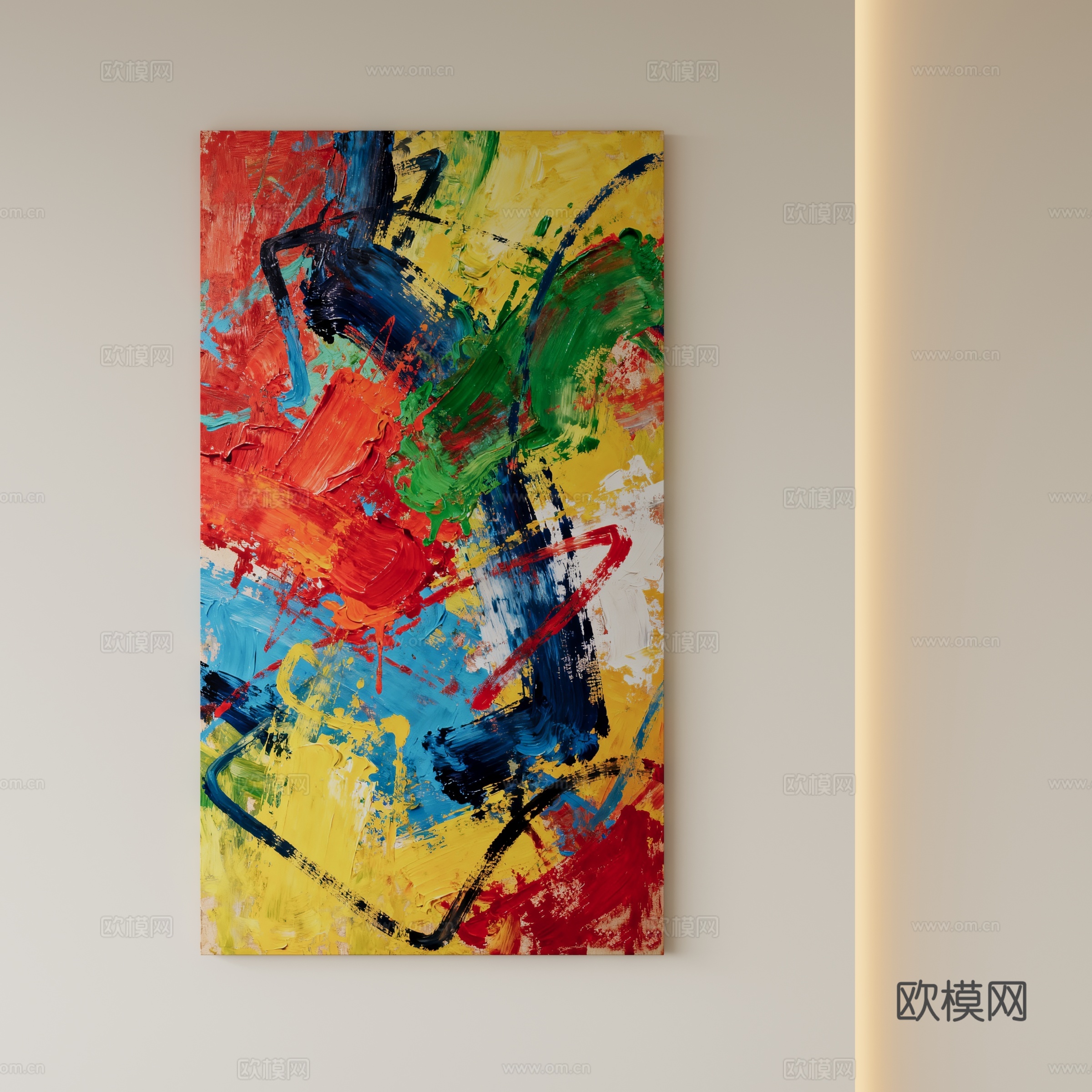 现代抽象油画装饰画su模型