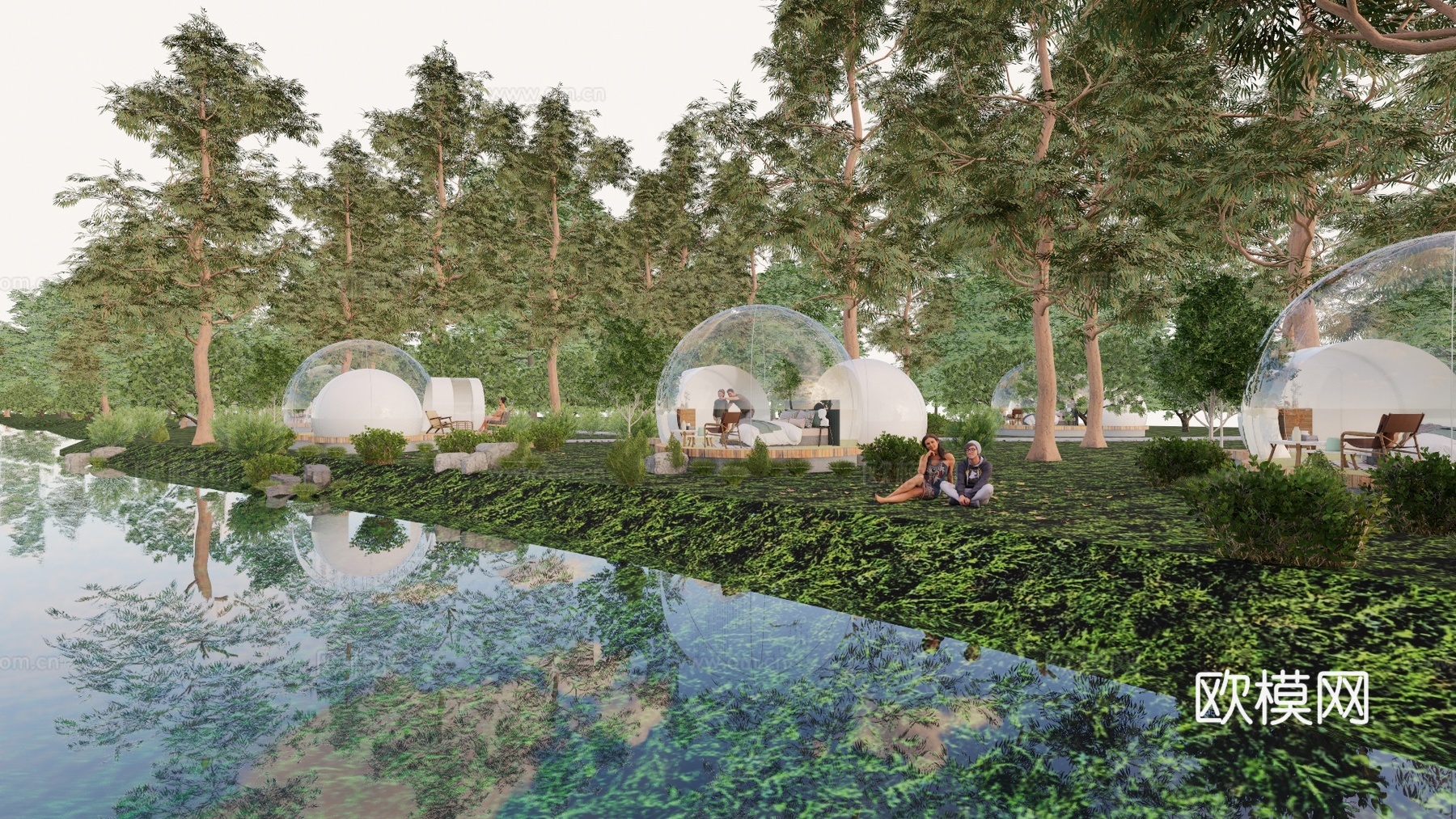 餐厅 帐篷 营地 酒店 度假村 民宿 野外 露天 泡泡屋 网su模型