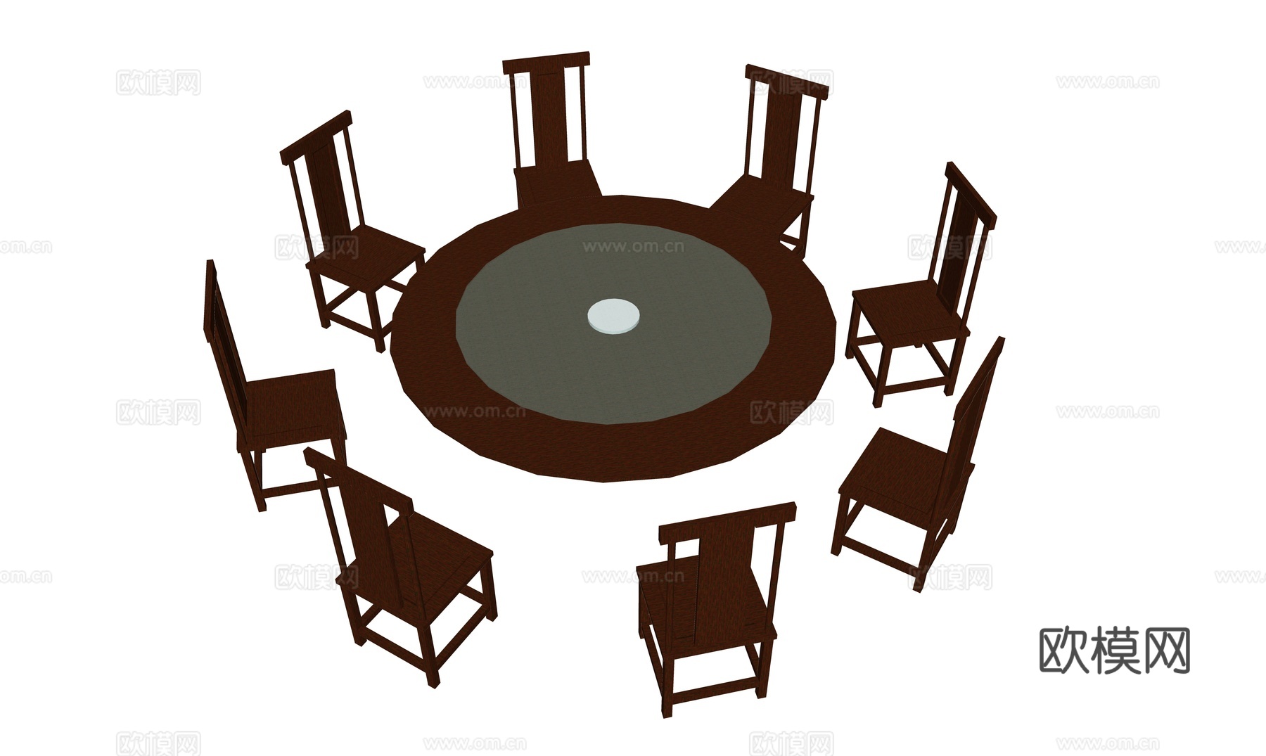 新中式餐桌椅su模型