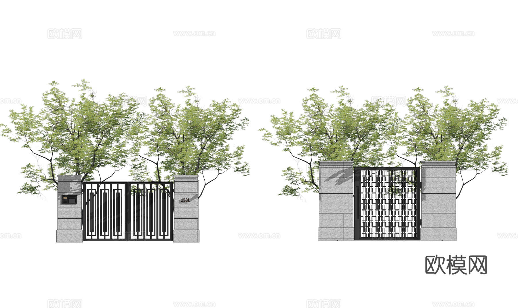 造景 水景 门 微景观 室内造景 屋顶花园 庭院门 庭院灯su模型