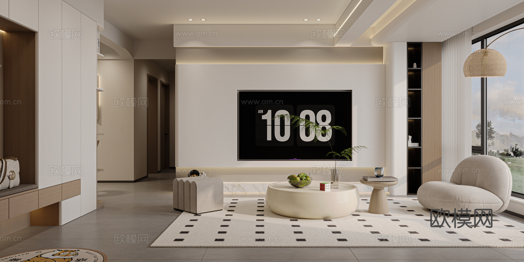 奶油风 样板间 最新全套施工图 效果图合集cad施工图