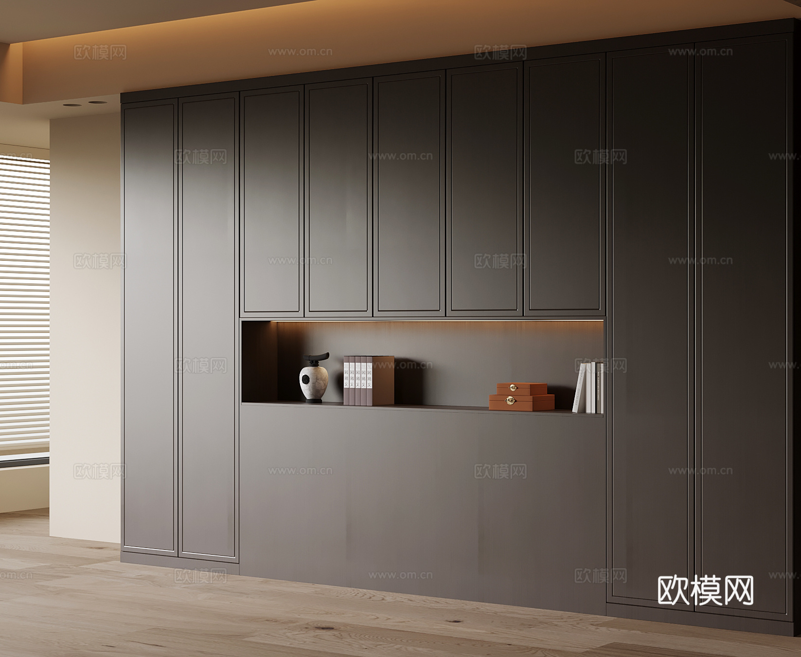 新中式储物柜 装饰柜 置物柜su模型下载（渲染图1）