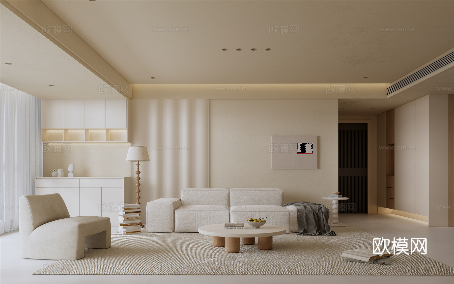 奶油风 样板间 最新全套施工图 效果图合集cad施工图