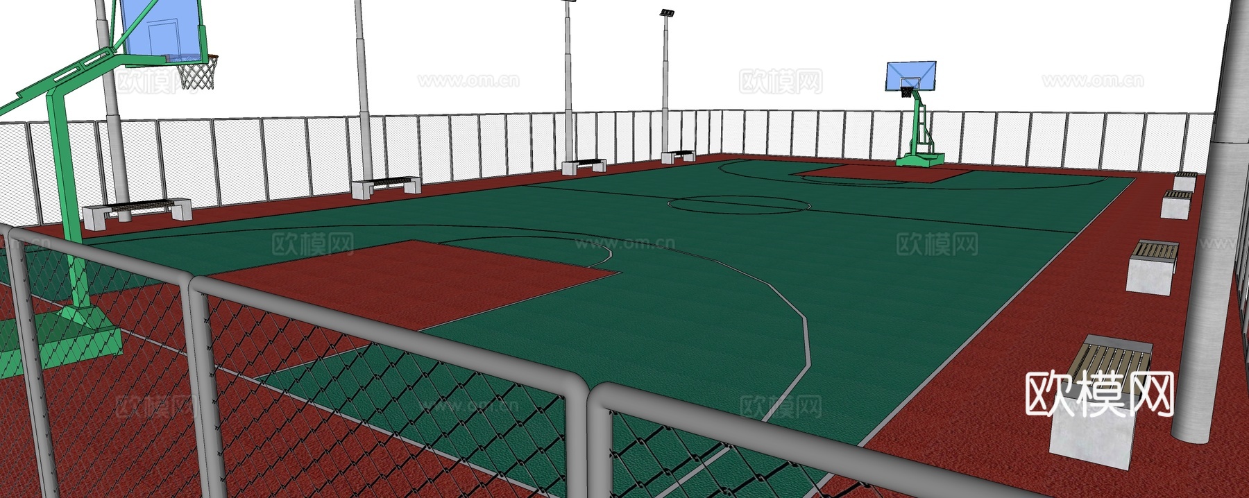 篮球场su模型