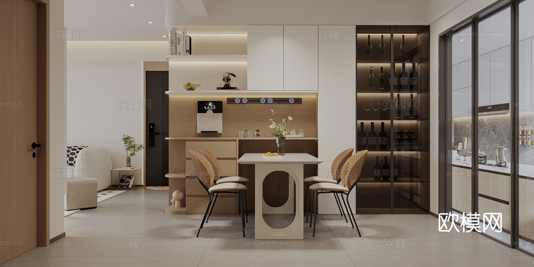 奶油风 样板间 最新全套施工图 效果图合集cad施工图