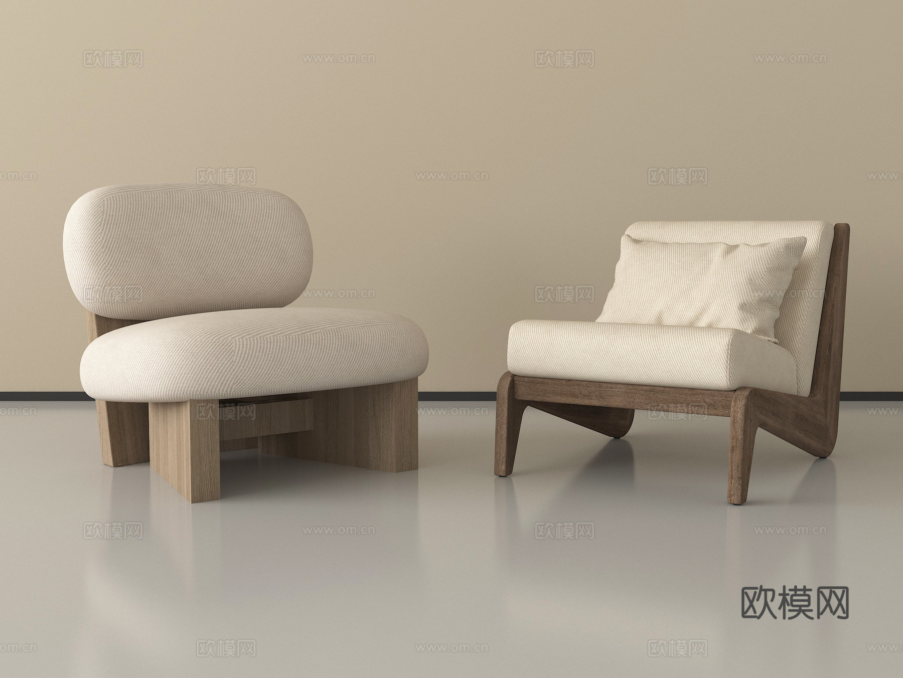 侘寂风沙发椅 休闲椅 布艺沙发su模型