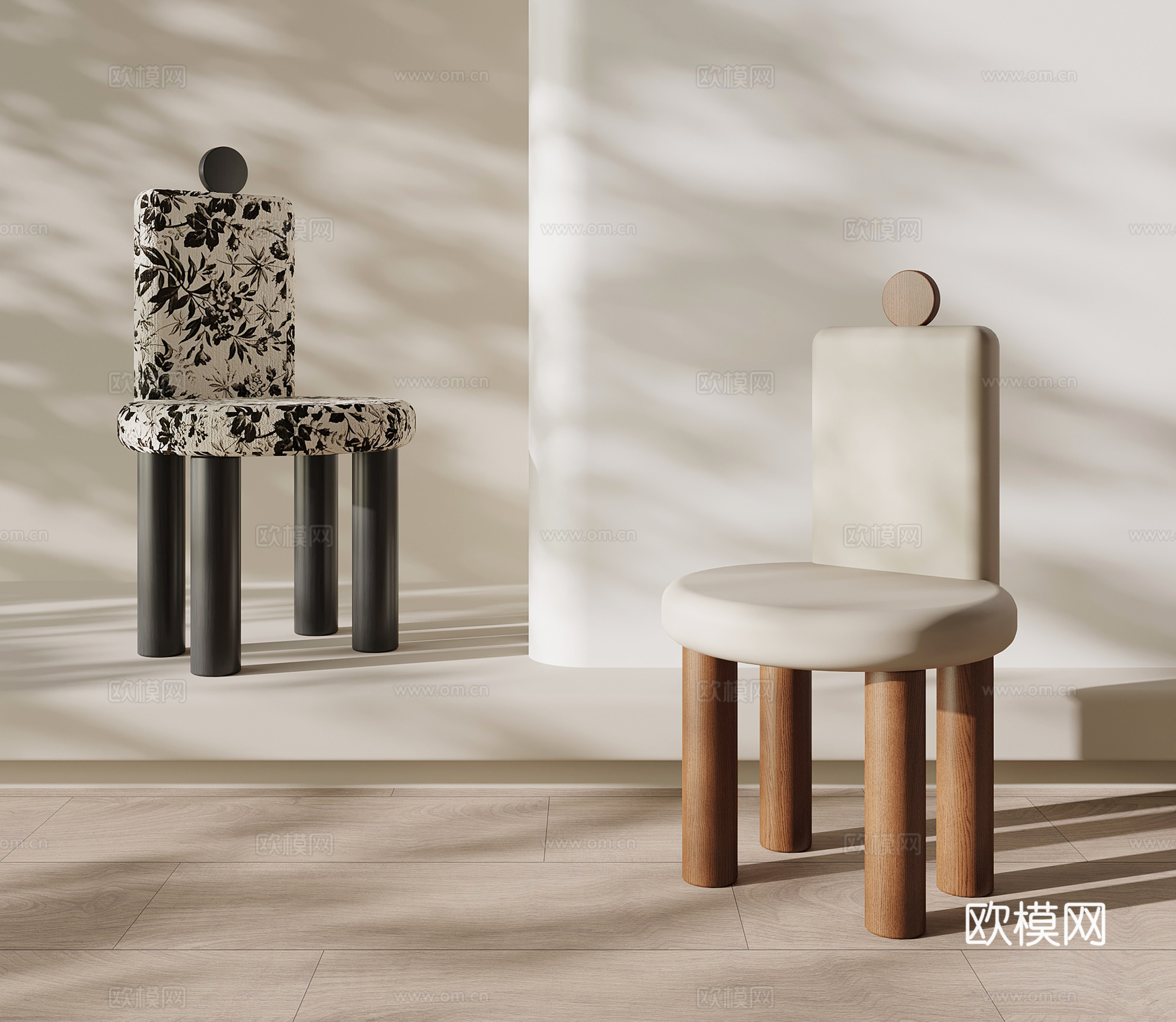 法式中古休闲椅 餐椅su模型