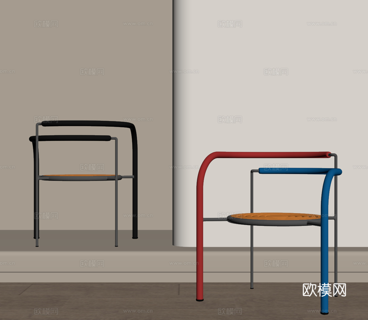 现代多巴胺餐椅 单椅 椅子su模型