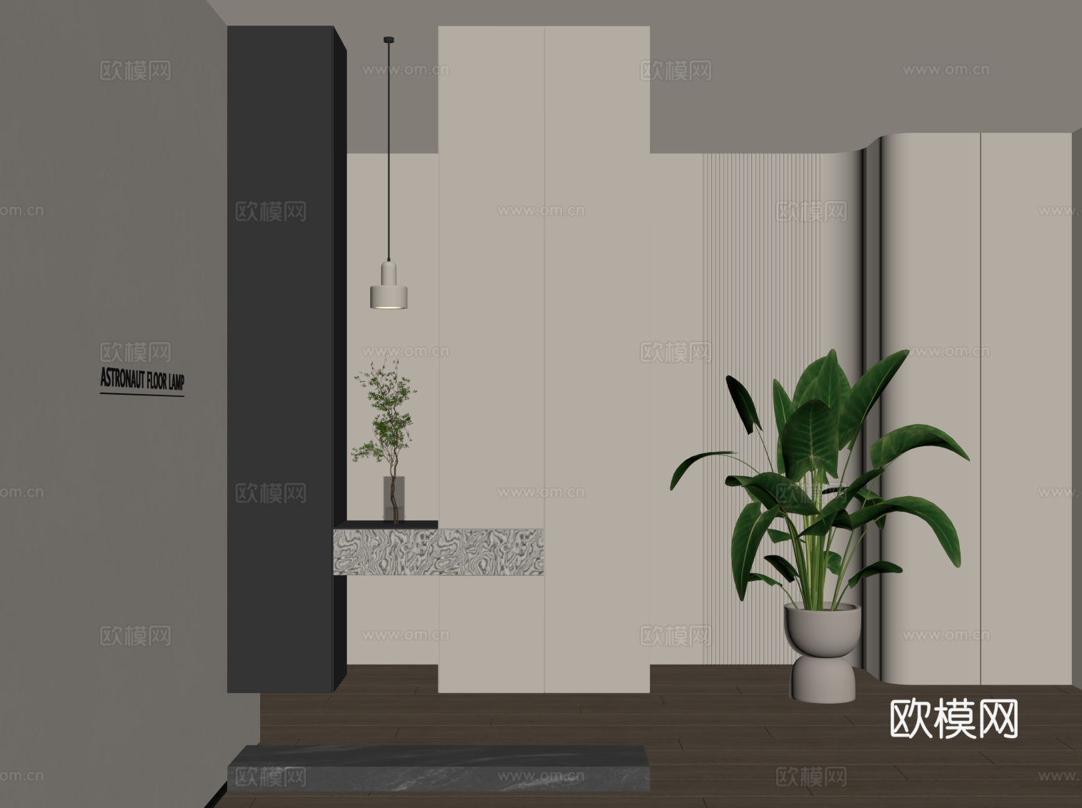 现代玄关 入户隔断su模型