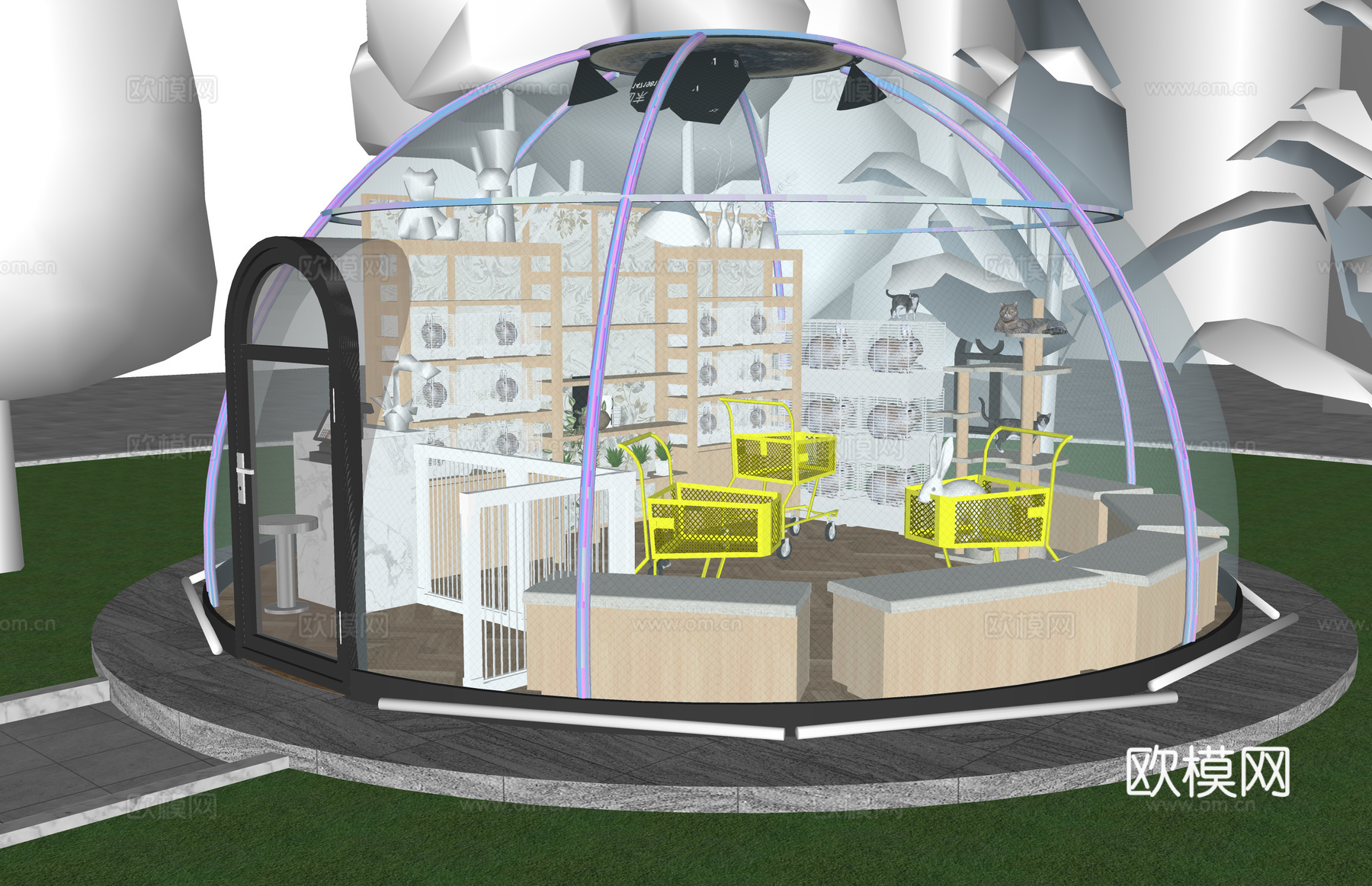 餐厅 帐篷 营地 酒店 度假村 民宿 野外 露天 泡泡屋 网su模型下载（渲染图2）