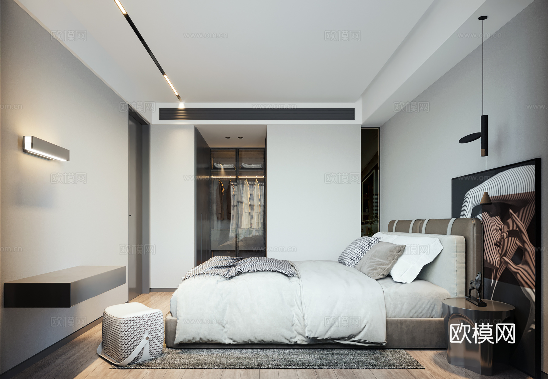 轻奢大平层 样板间 最新全套施工图 效果图合集cad施工图下载（渲染图4）