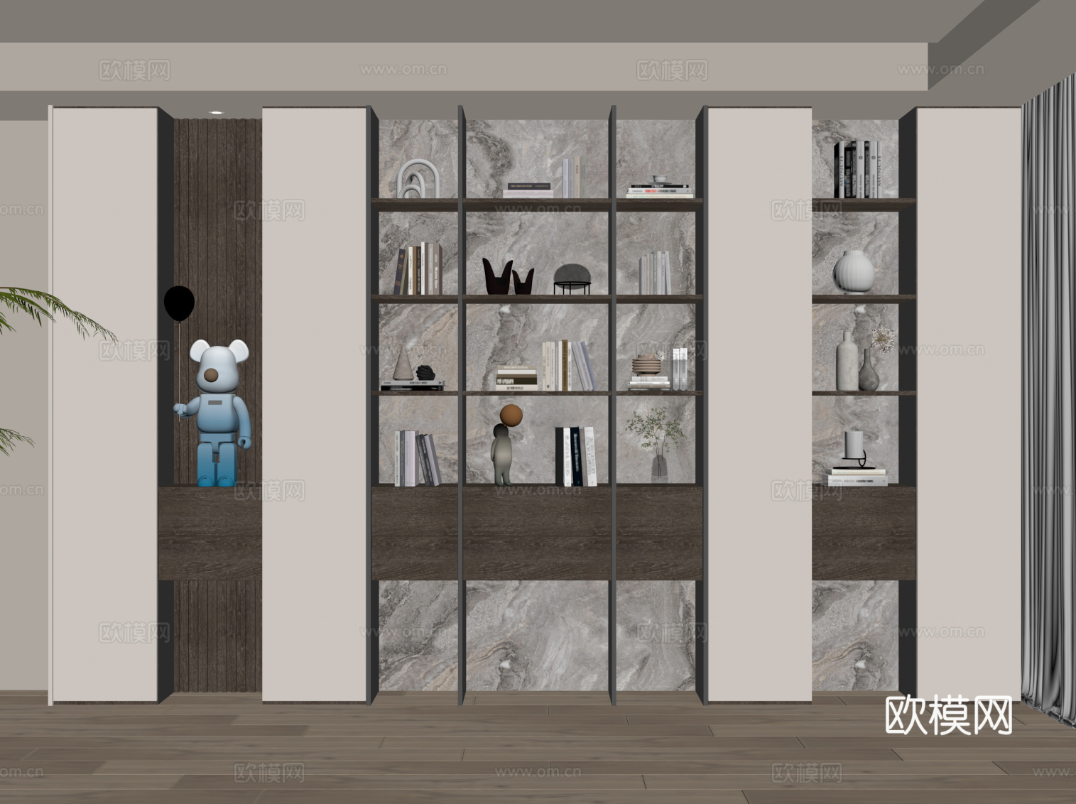 现代意式书柜su模型