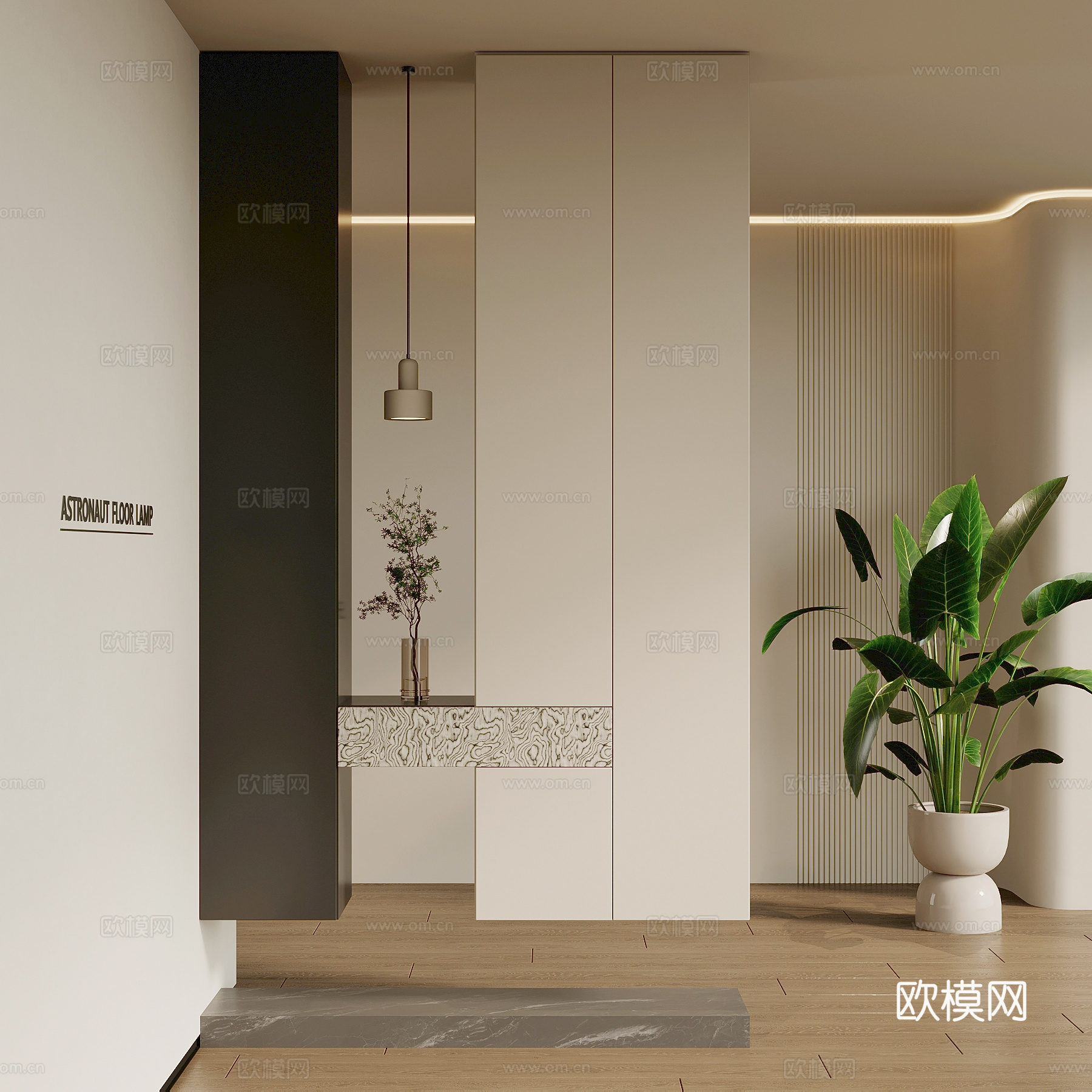 现代玄关 入户隔断su模型