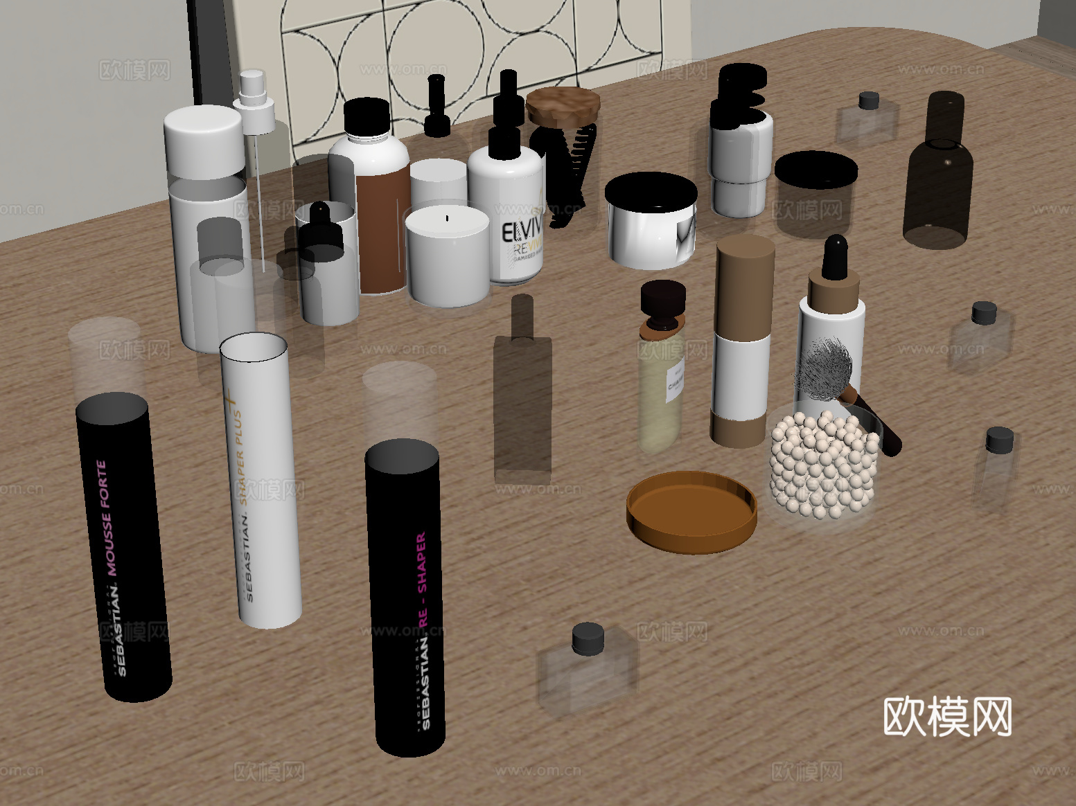 现代化妆品 护肤品 美妆 水乳精华粉底液su模型