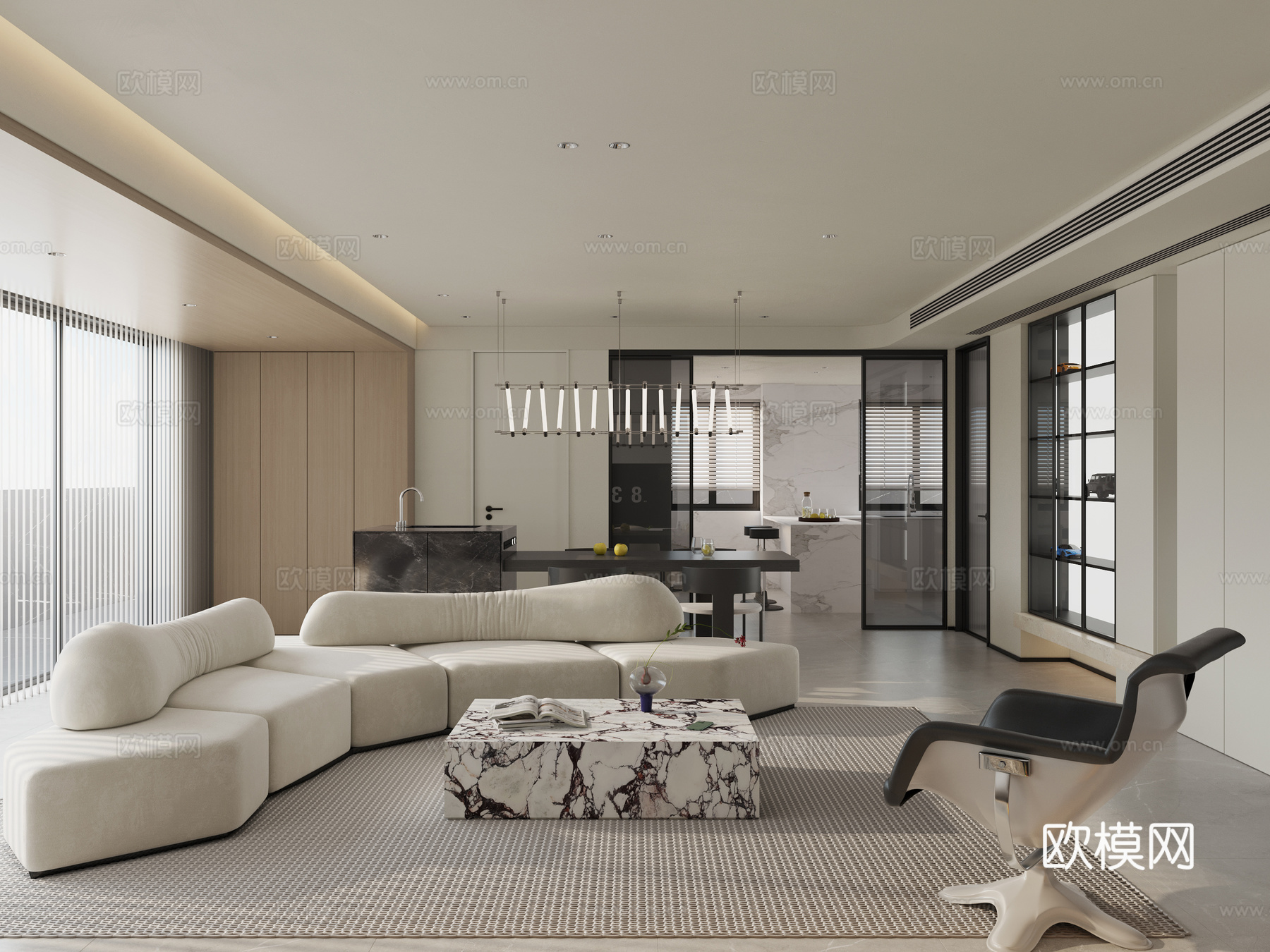 轻奢大平层 样板间 最新全套施工图 效果图合集cad施工图