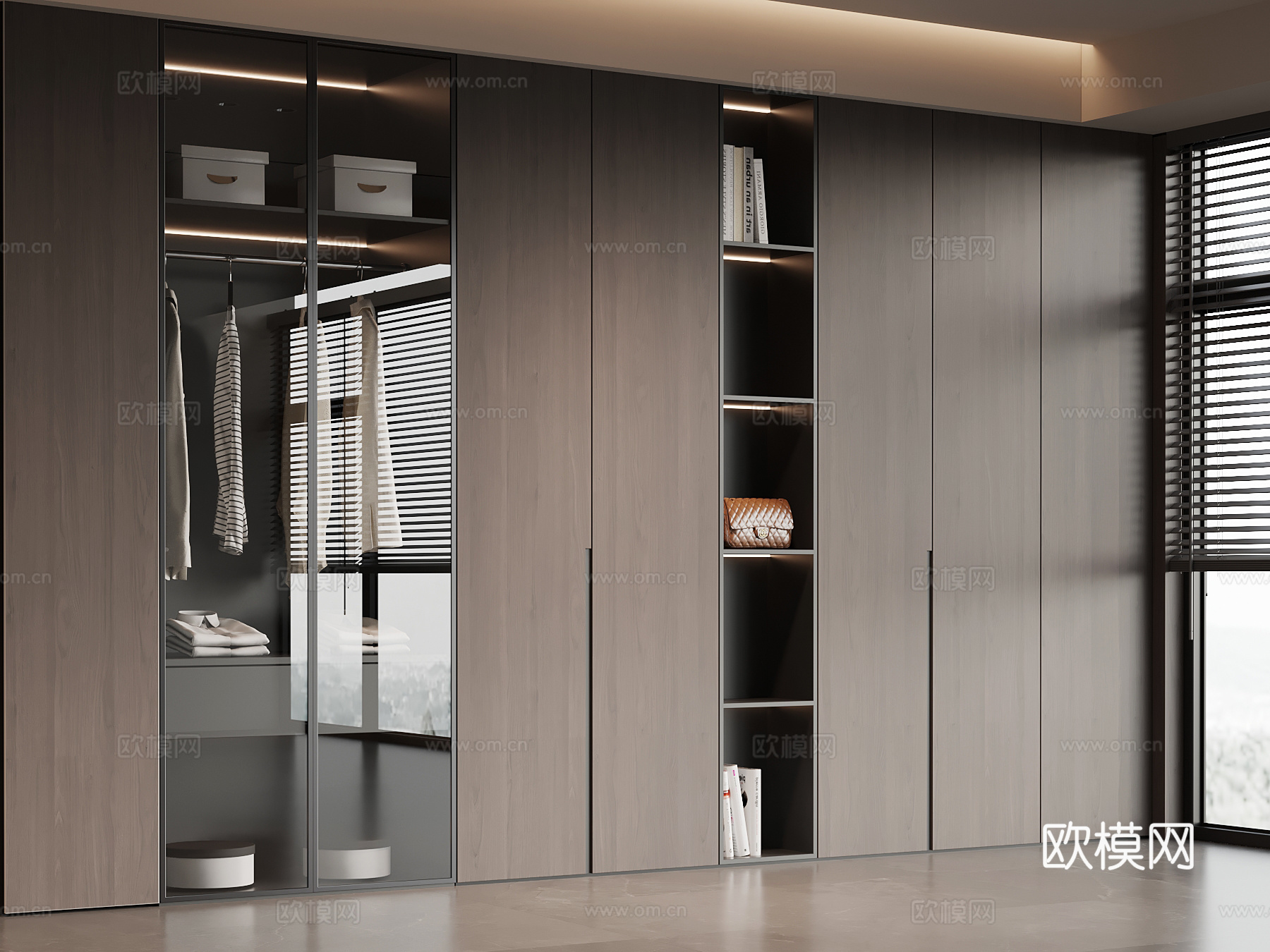 现代意式衣柜 成品衣柜su模型