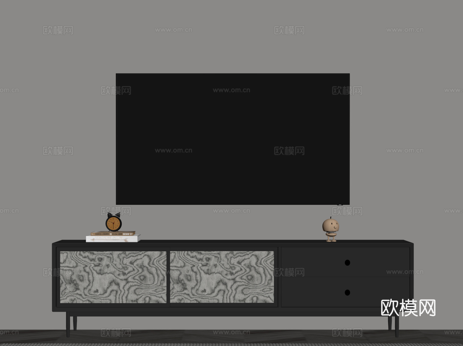现代意式电视柜su模型