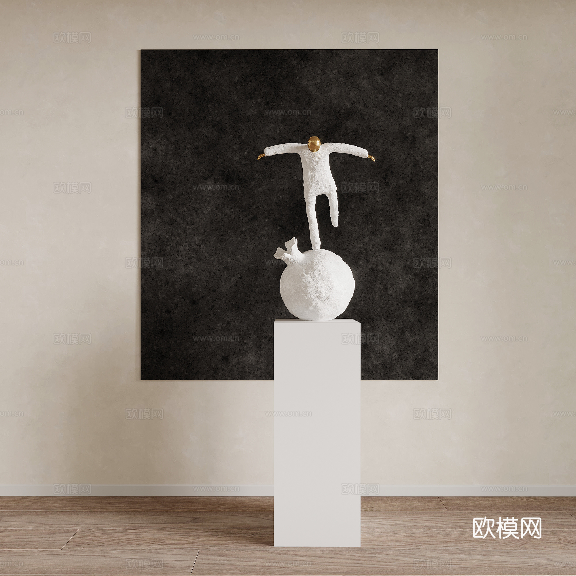 现代艺术雕塑 石膏雕塑 装饰摆件su模型