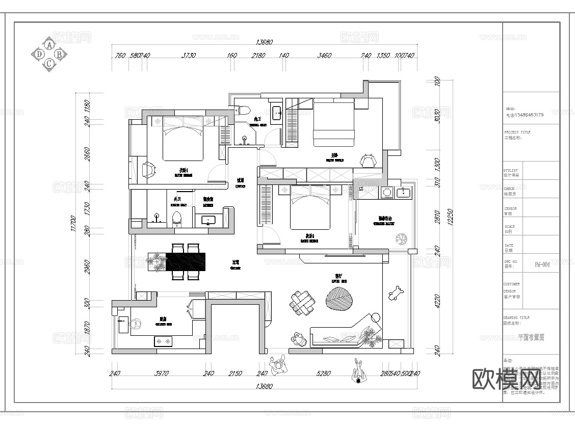 轻奢意式 样板间 最新全套施工图 效果图合集cad施工图