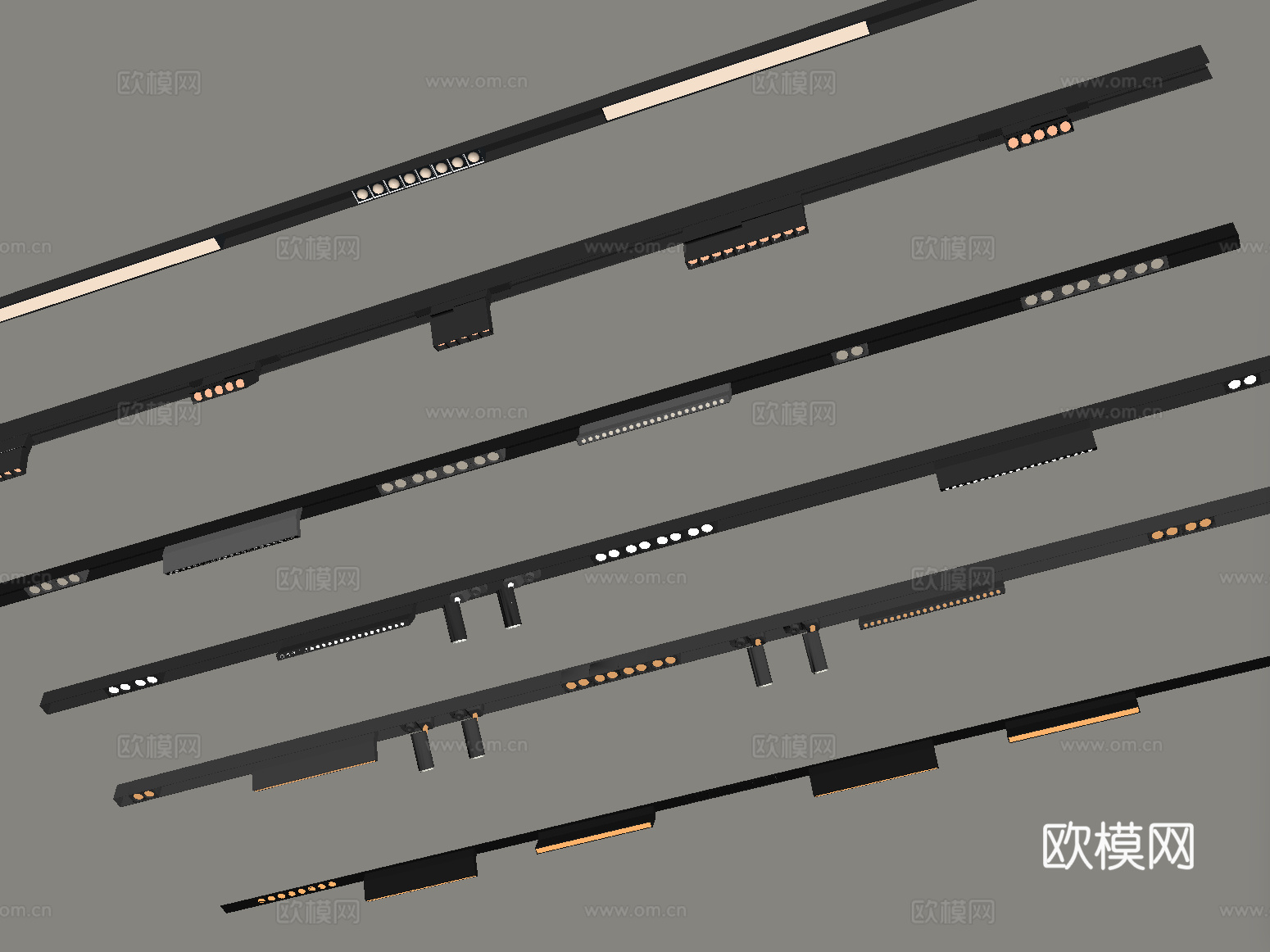 现代筒灯射灯 轨道射灯 线形射灯su模型