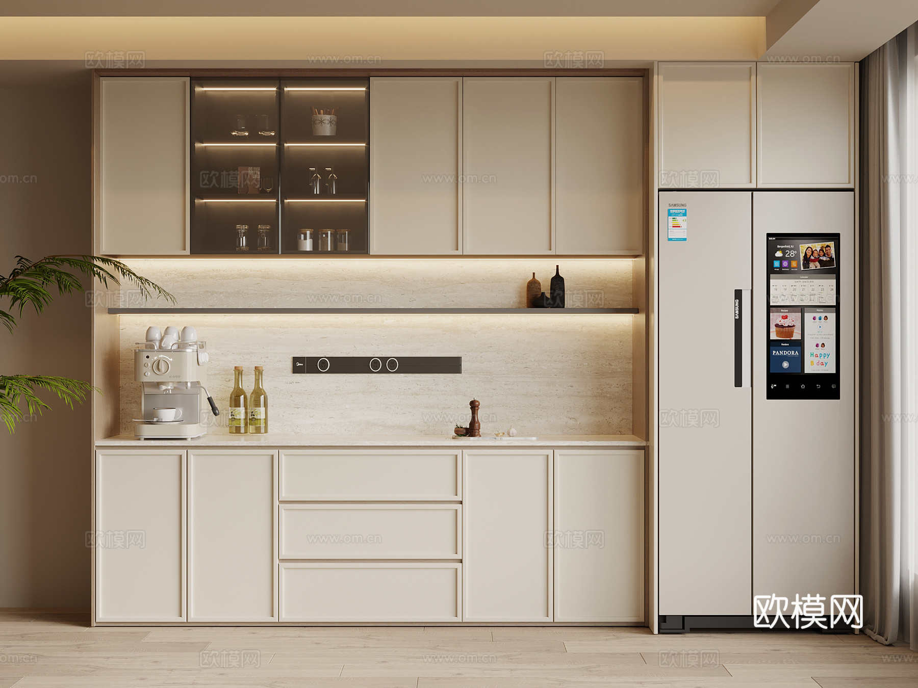 中古风酒柜 餐边柜su模型