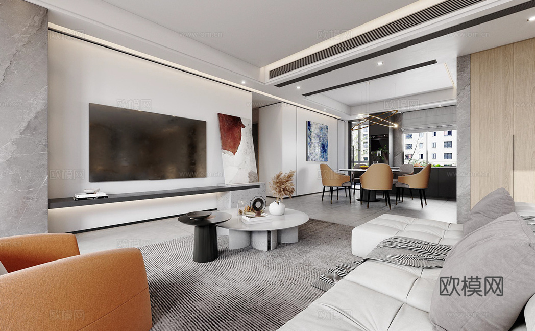 轻奢大平层 样板间 最新全套施工图 效果图合集cad施工图