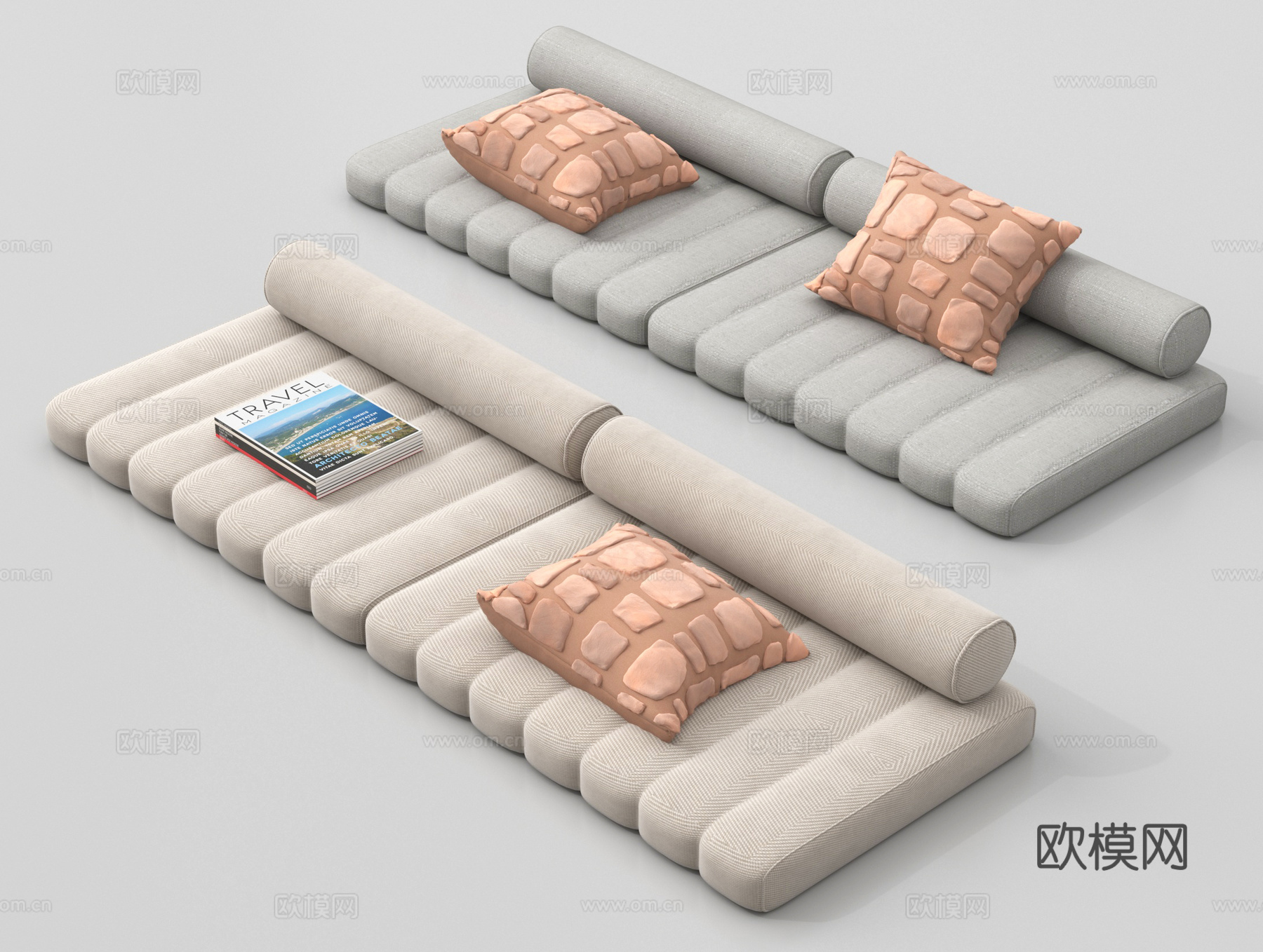 现代坐垫 沙发坐垫 飘窗垫 抱枕 多人沙发su模型