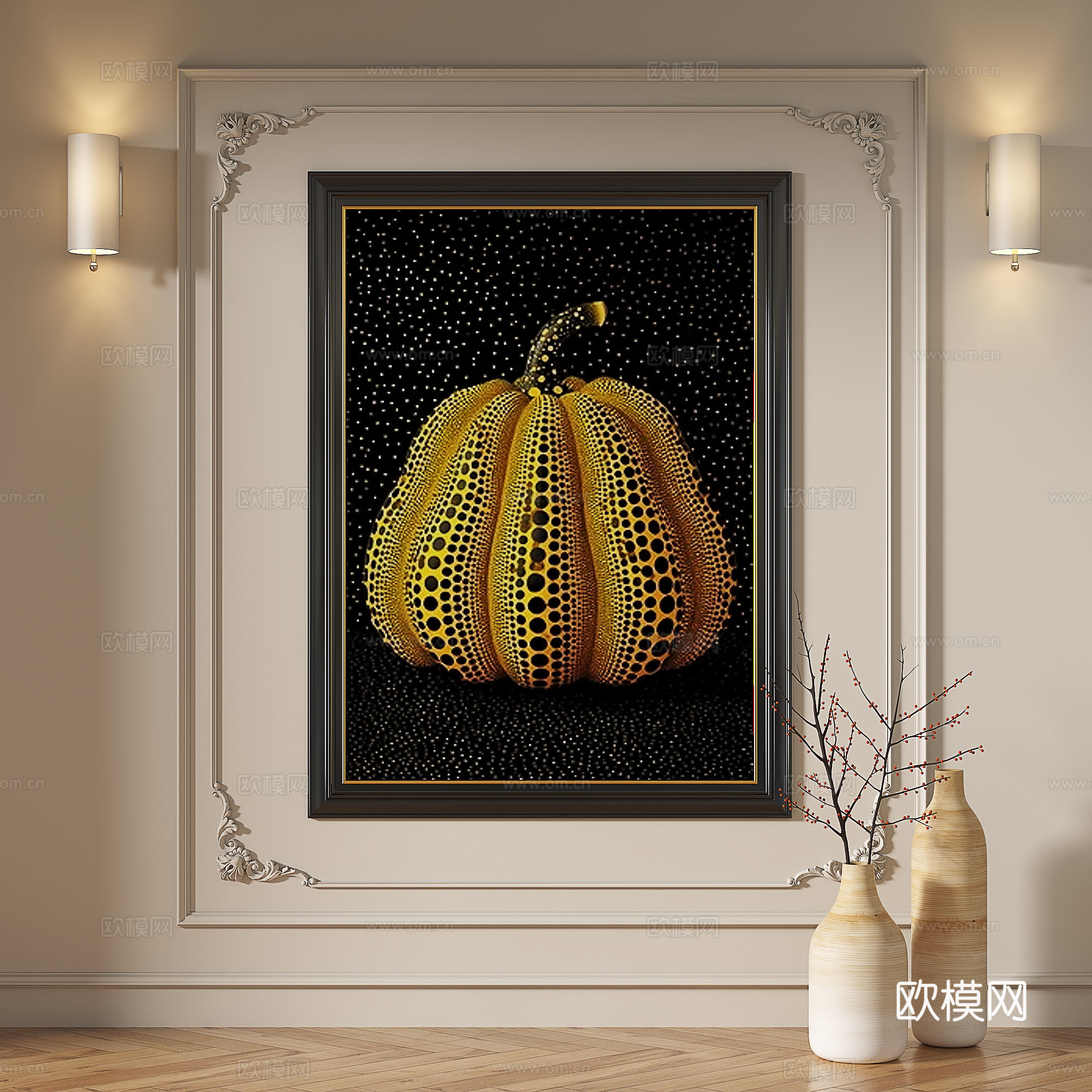 法式，复古，简约，抽象，现代，轻奢，装饰画3d模型下载