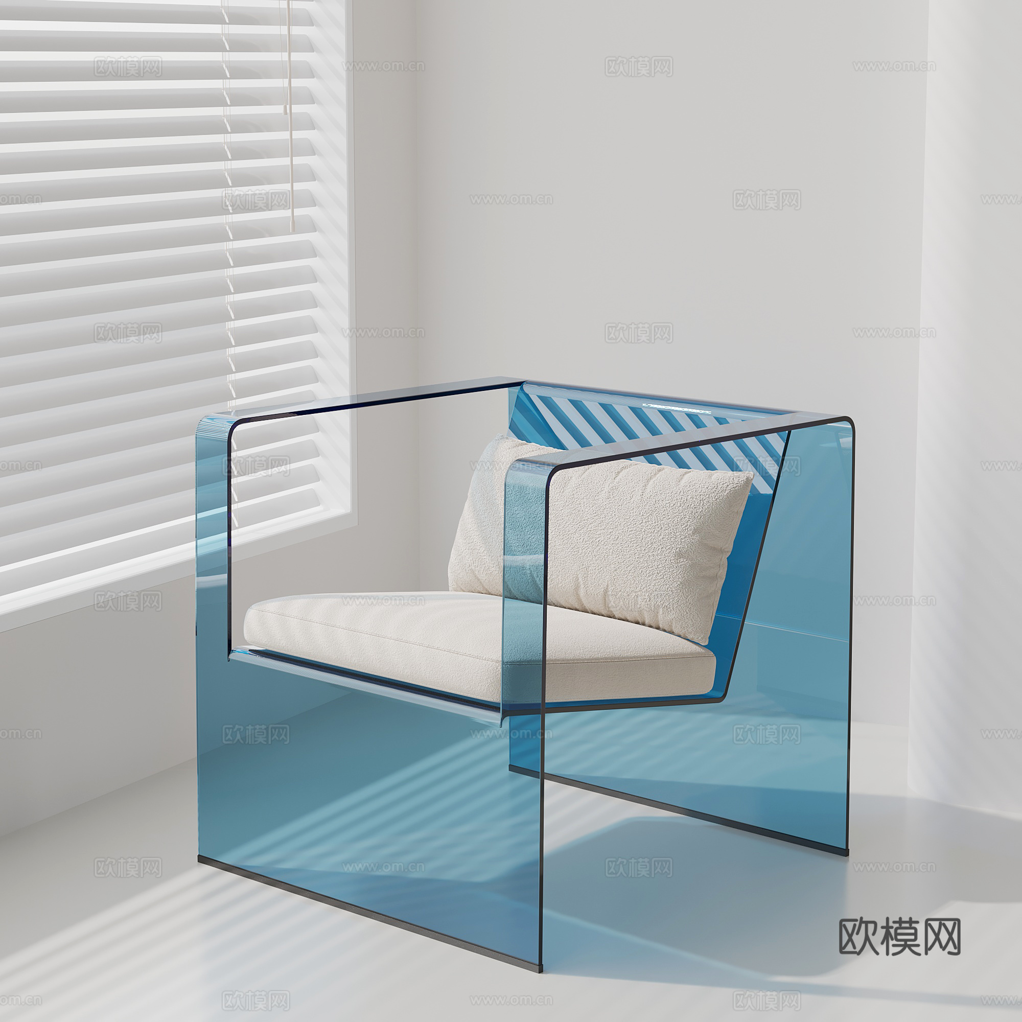 现代休闲椅 亚克力单人椅su模型