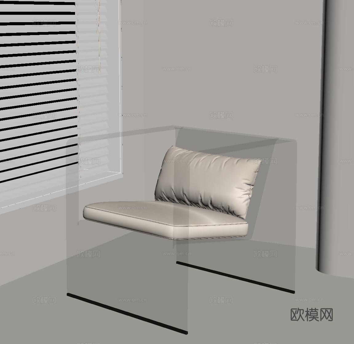 现代休闲椅 亚克力单人椅su模型