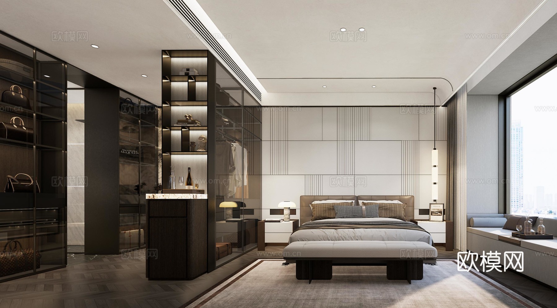 轻奢意式 样板间 最新全套施工图 效果图合集cad施工图