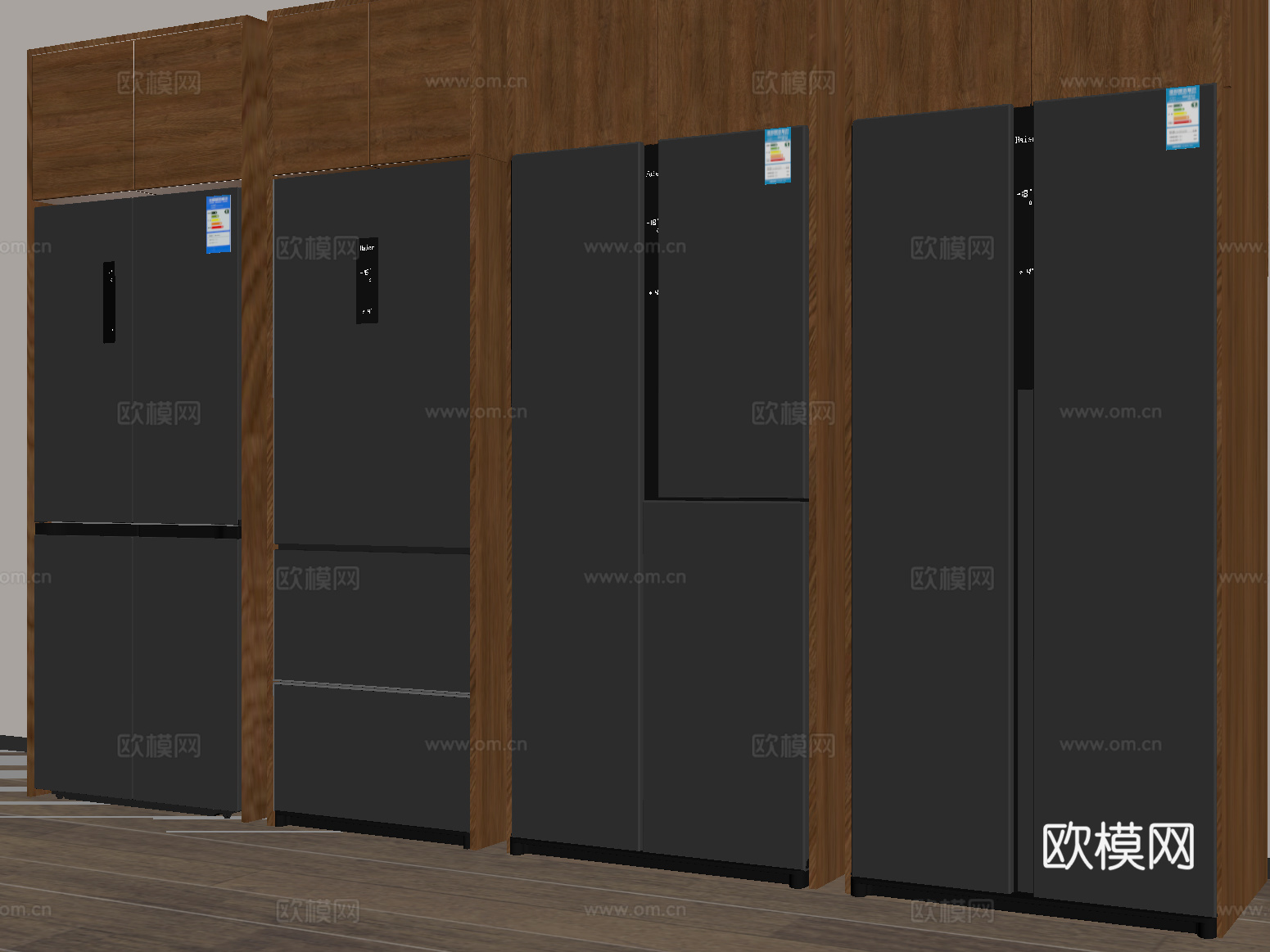 现代嵌入冰箱 双门冰箱 智能冰箱su模型