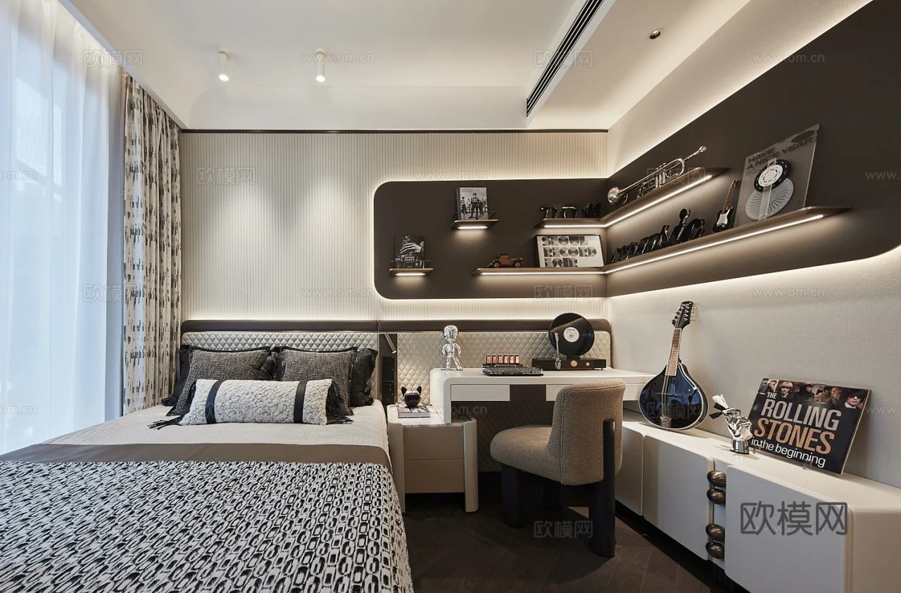 轻奢意式 样板间 最新全套施工图 效果图合集cad施工图