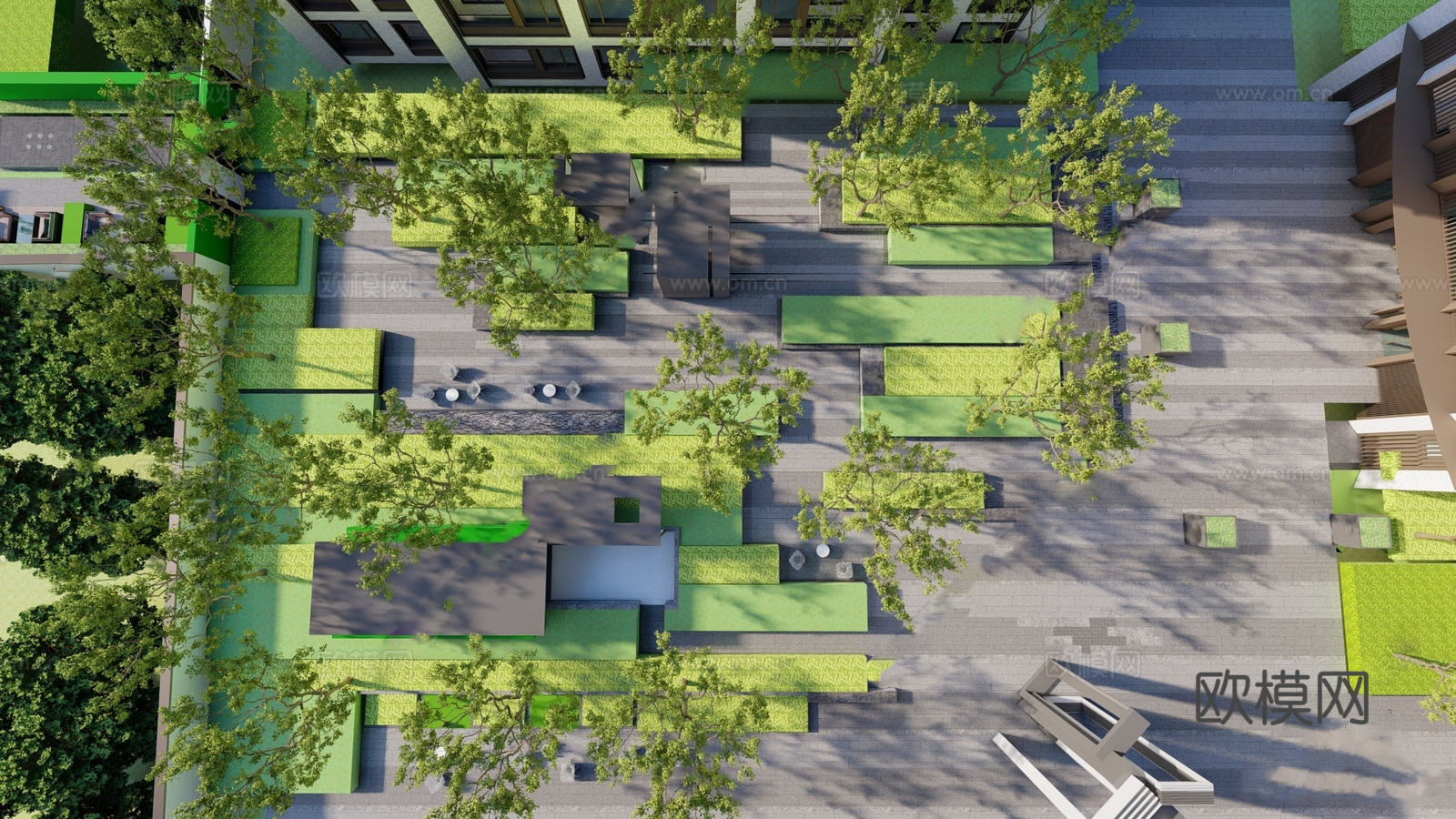 现代住宅景观 邻里宅间 林下空间su模型