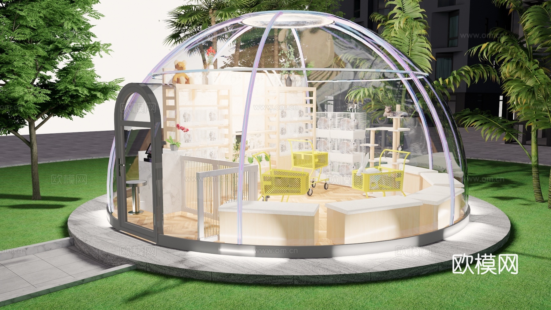餐厅 帐篷 营地 酒店 度假村 民宿 野外 露天 泡泡屋 网su模型下载（渲染图1）