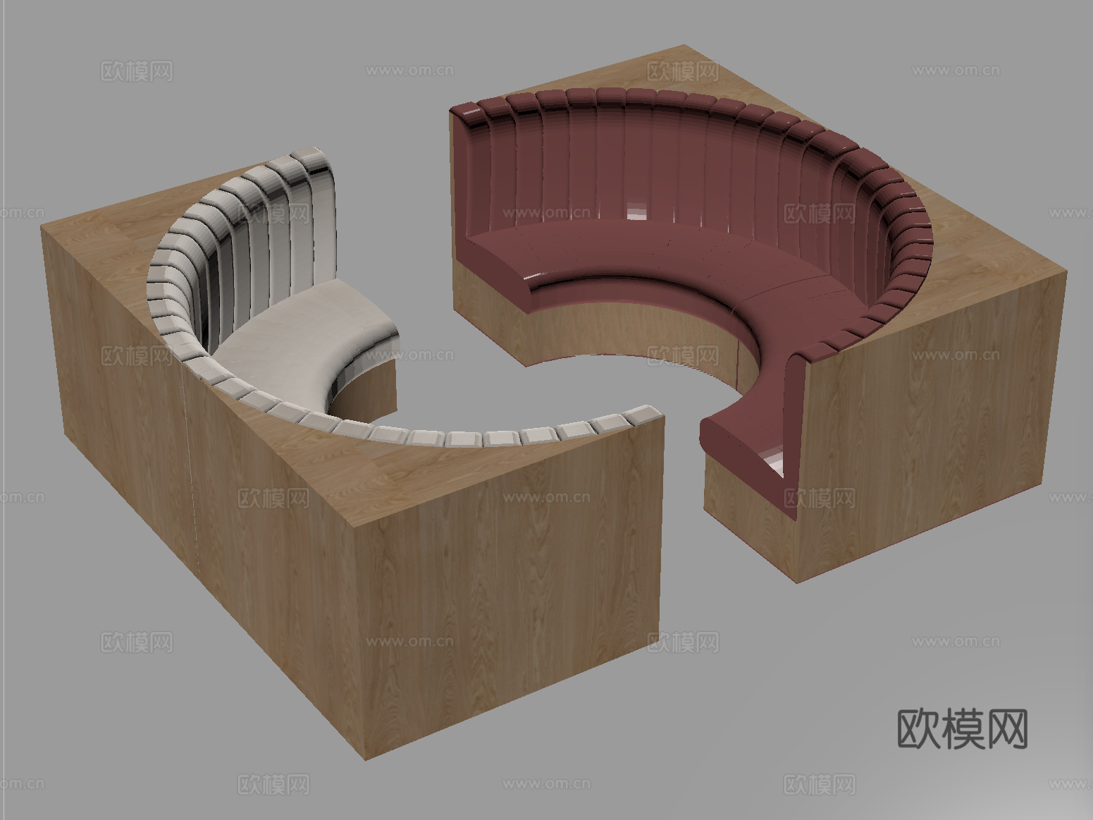现代弧形卡座沙发su模型