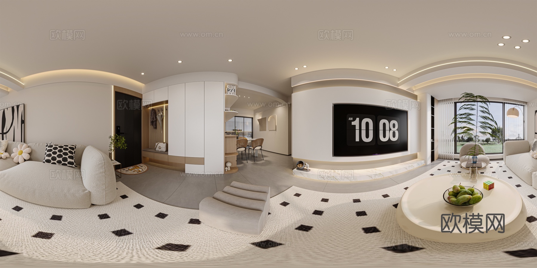 奶油风 样板间 最新全套施工图 效果图合集cad施工图