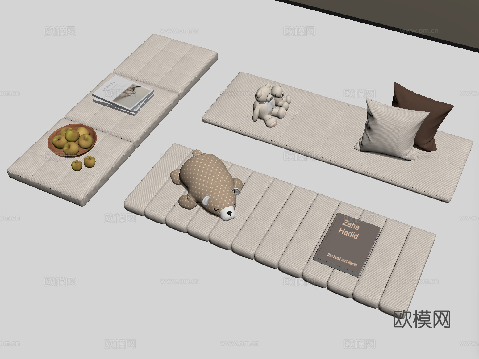现代坐垫 沙发坐垫 飘窗垫 抱枕su模型