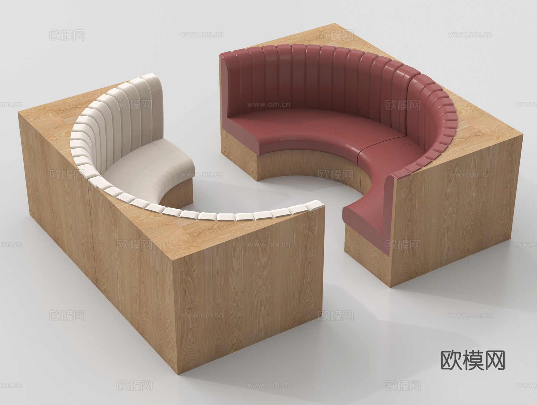 现代弧形卡座沙发su模型