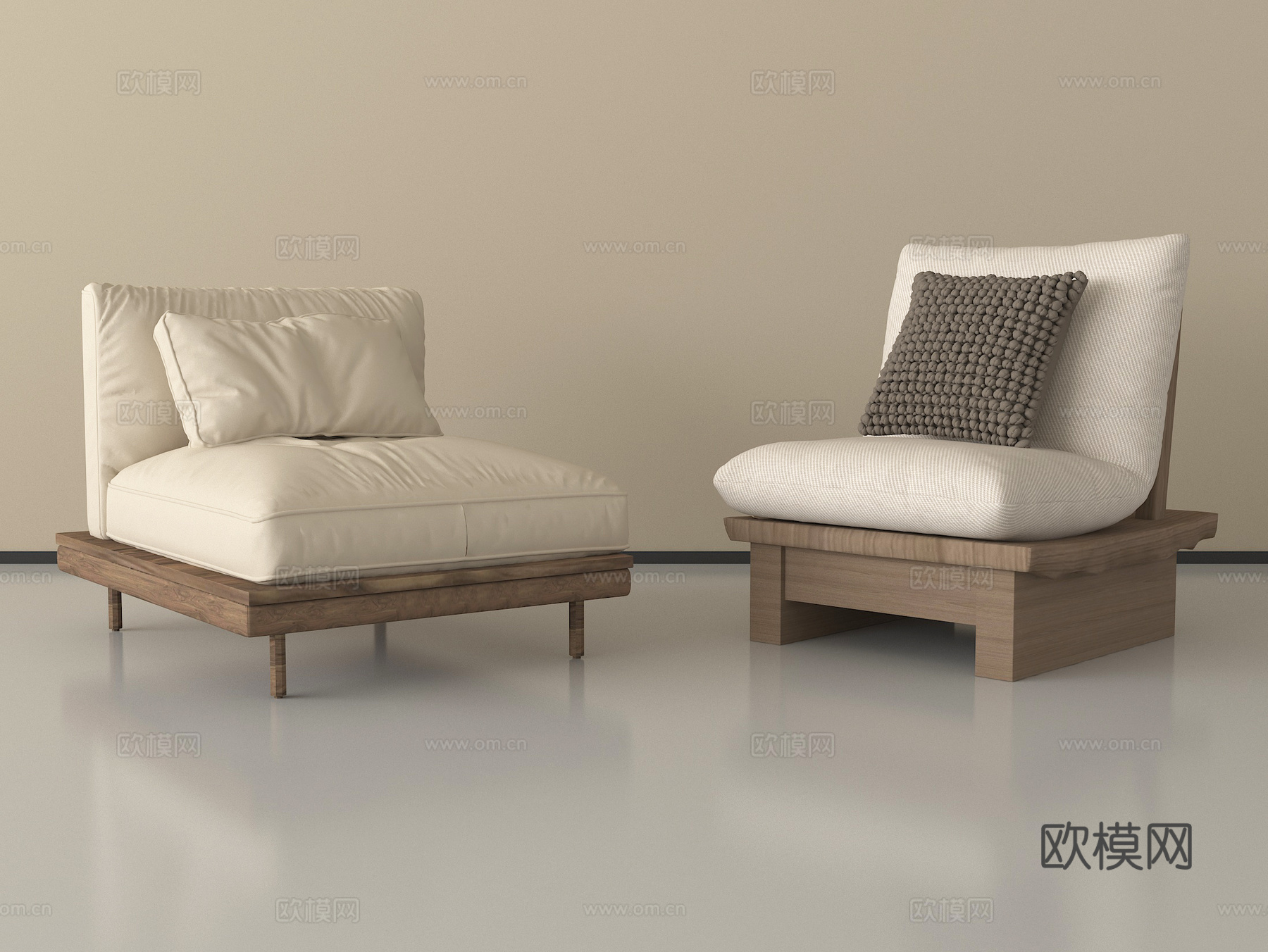 侘寂风沙发椅 休闲椅 布艺沙发 单人沙发su模型