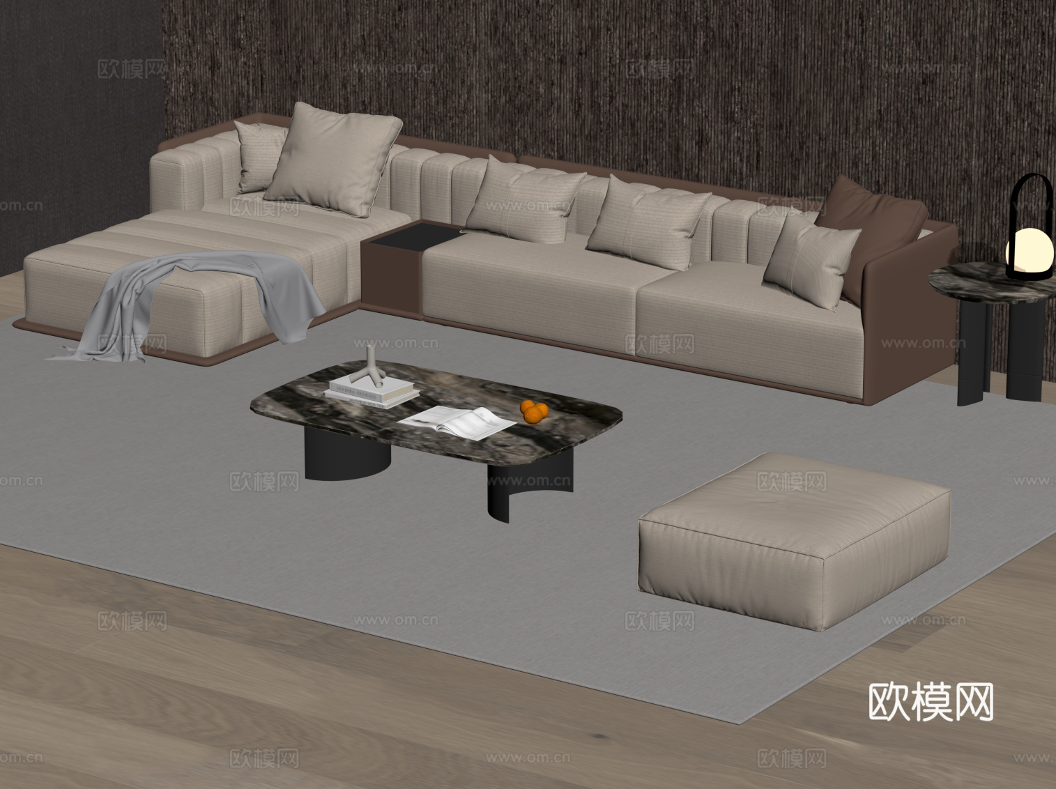 现代沙发茶几组合su模型