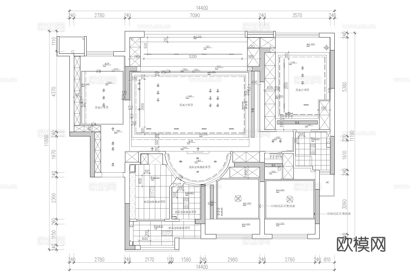 轻奢意式大平层 样板间 最新全套施工图 效果图合集cad施工图